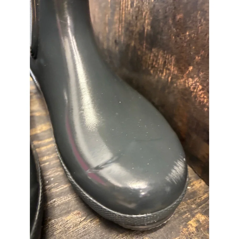 Hunter Original Chelsea Gloss Rain Boots Dark Gray Waterproof WFS2078RGL US 7